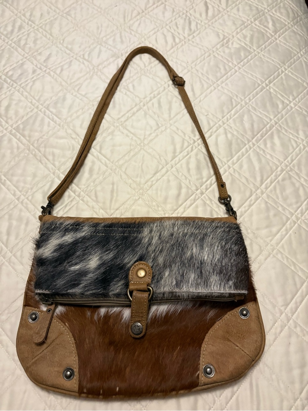 Myra Bag Brown and Gray Haircalf Crossbody Bag
Used Once EUC